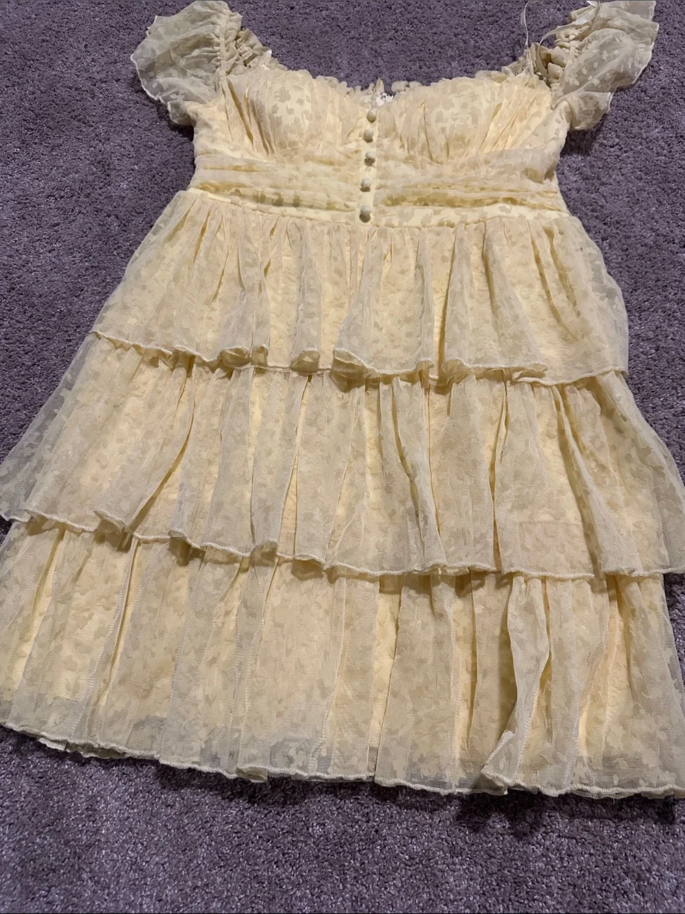 Yellow Ruffle Tiered  Dress